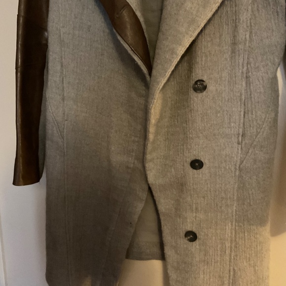 Helmut  lang wool and lamb leather brown grey panel jacket size petit small - Picture 5 of 7
